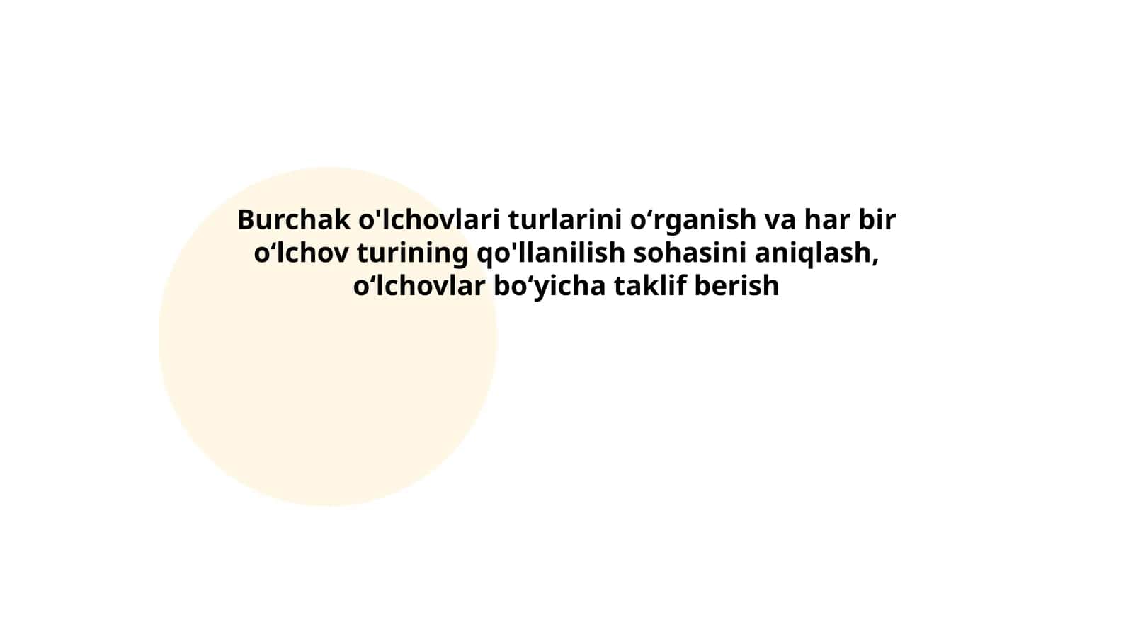 Burchak o'lchovlari turlarini oʻrganish 1