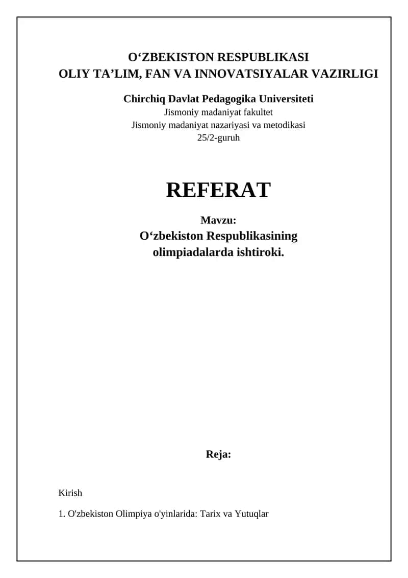 O'zbekiston Olimpiya o'yinlarida: Tarix va Yutuqlar 1