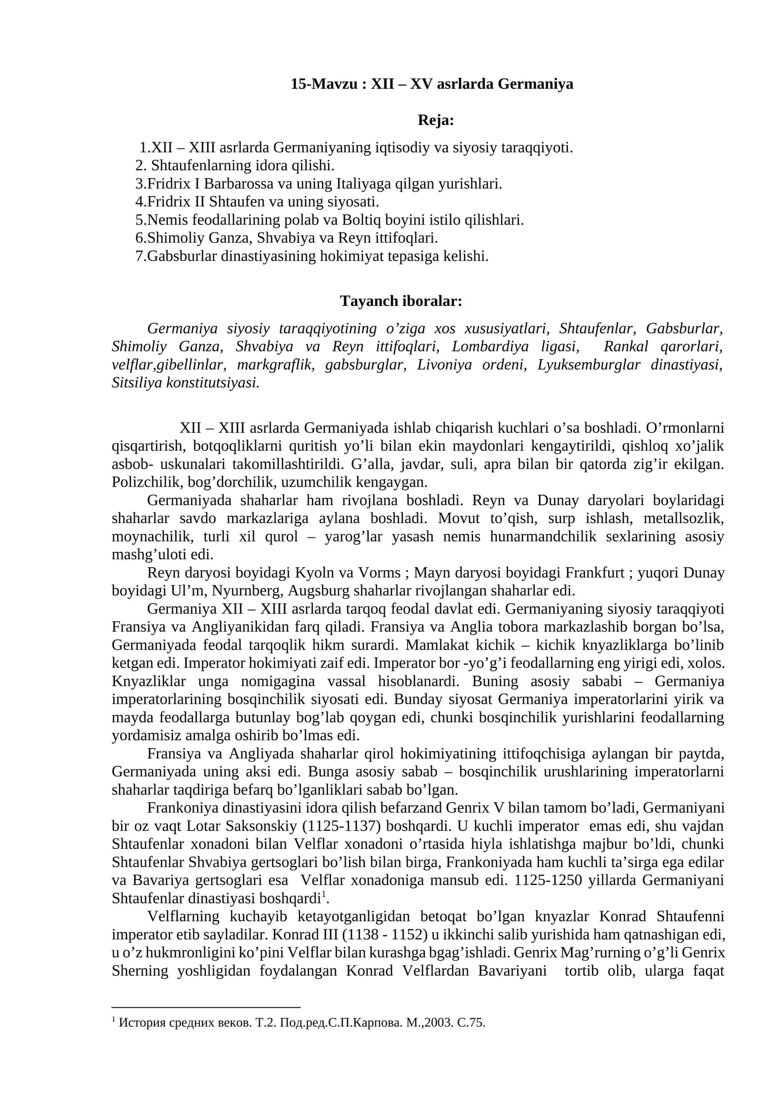 XII – XV asrlarda Germaniya 1