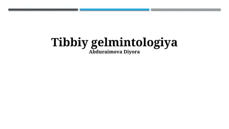 Tibbi Gelmintologiya 1