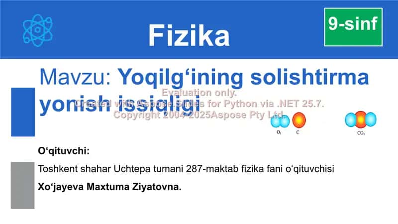 Yoqilg‘ining solishtirma yonish issiqligi 1