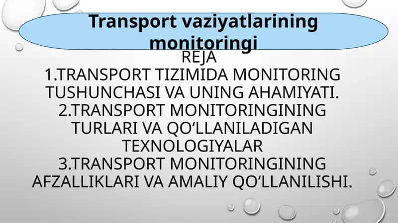 Transport vaziyatlarining monitoringi 1