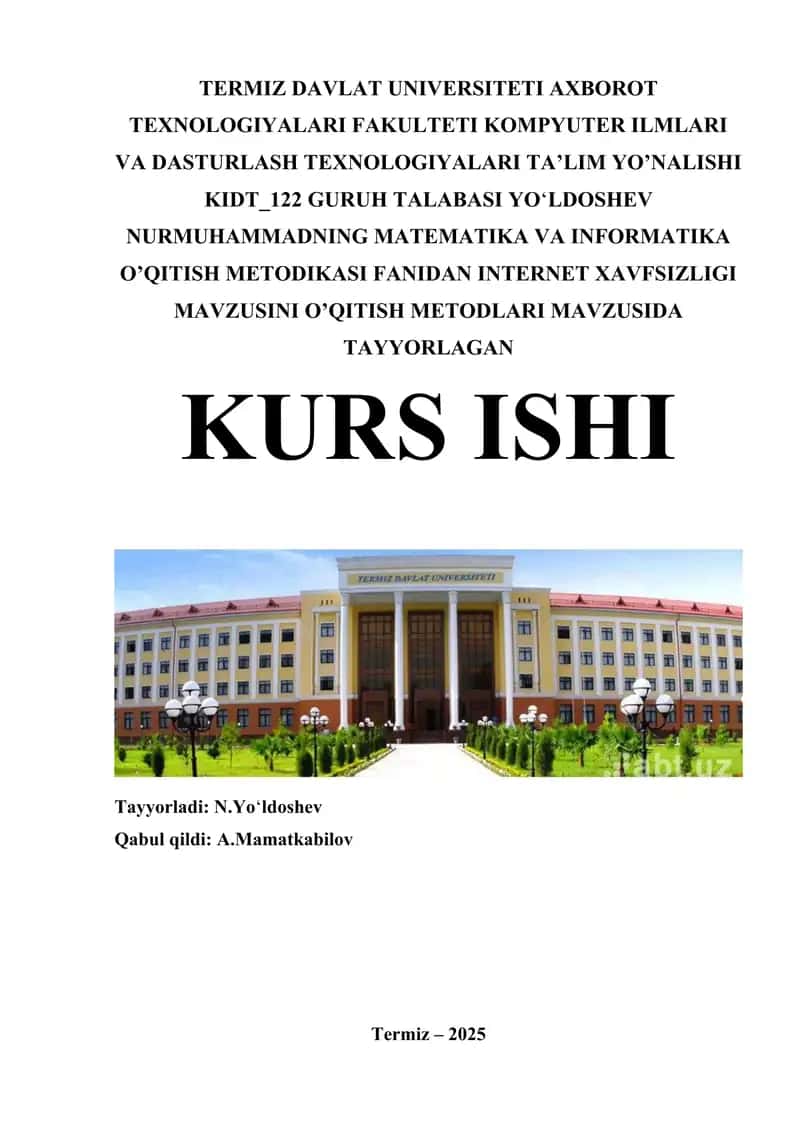 INTERNET XAVFSIZLIGI kurs ishi 1