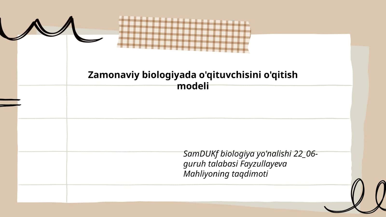 Zamonaviy biologiyada o'qituvchisini o'qitish modeli 1