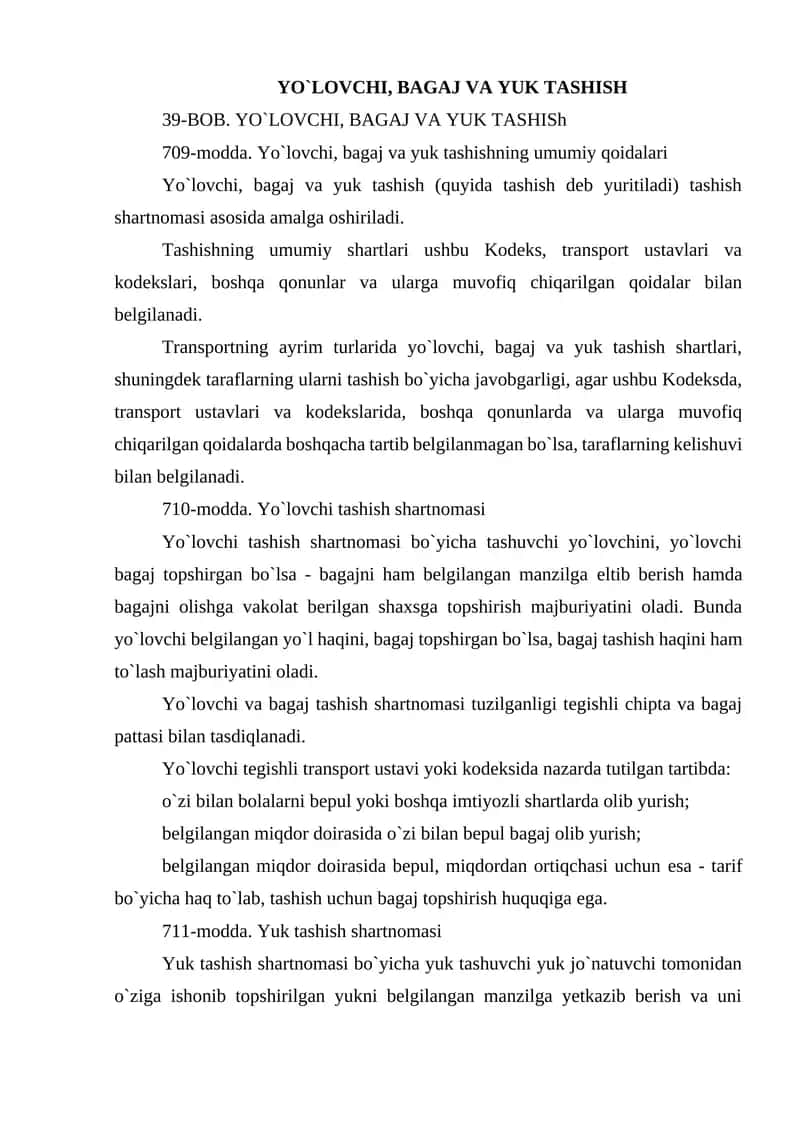 Yo`lovchi, bagaj va yuk tashish 1