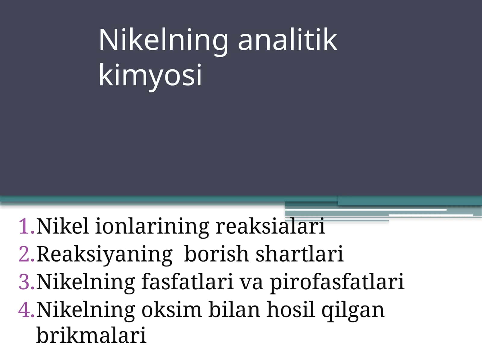 Nikelning analitik kimyosi 1