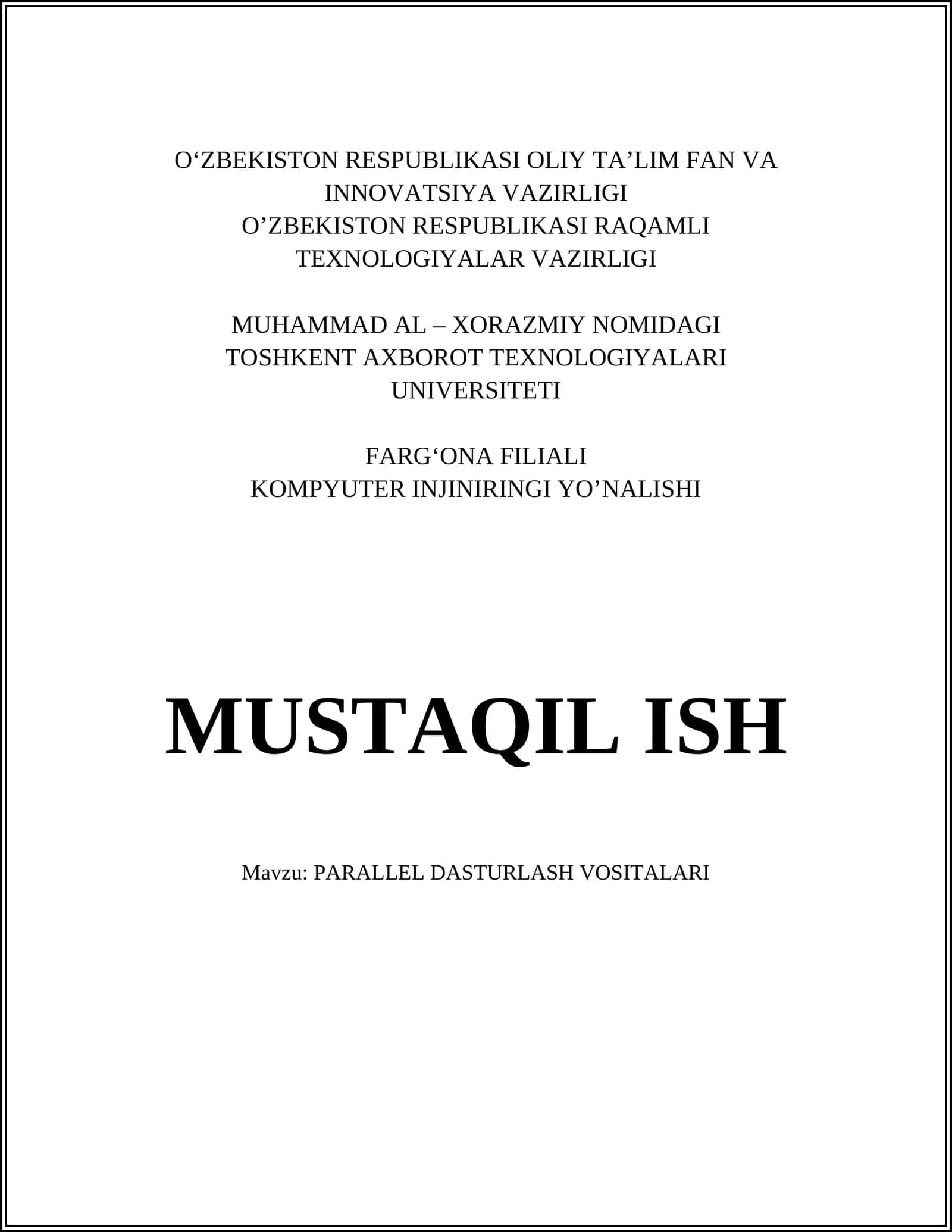 PARALLEL DASTURLASH VOSITALARI 1