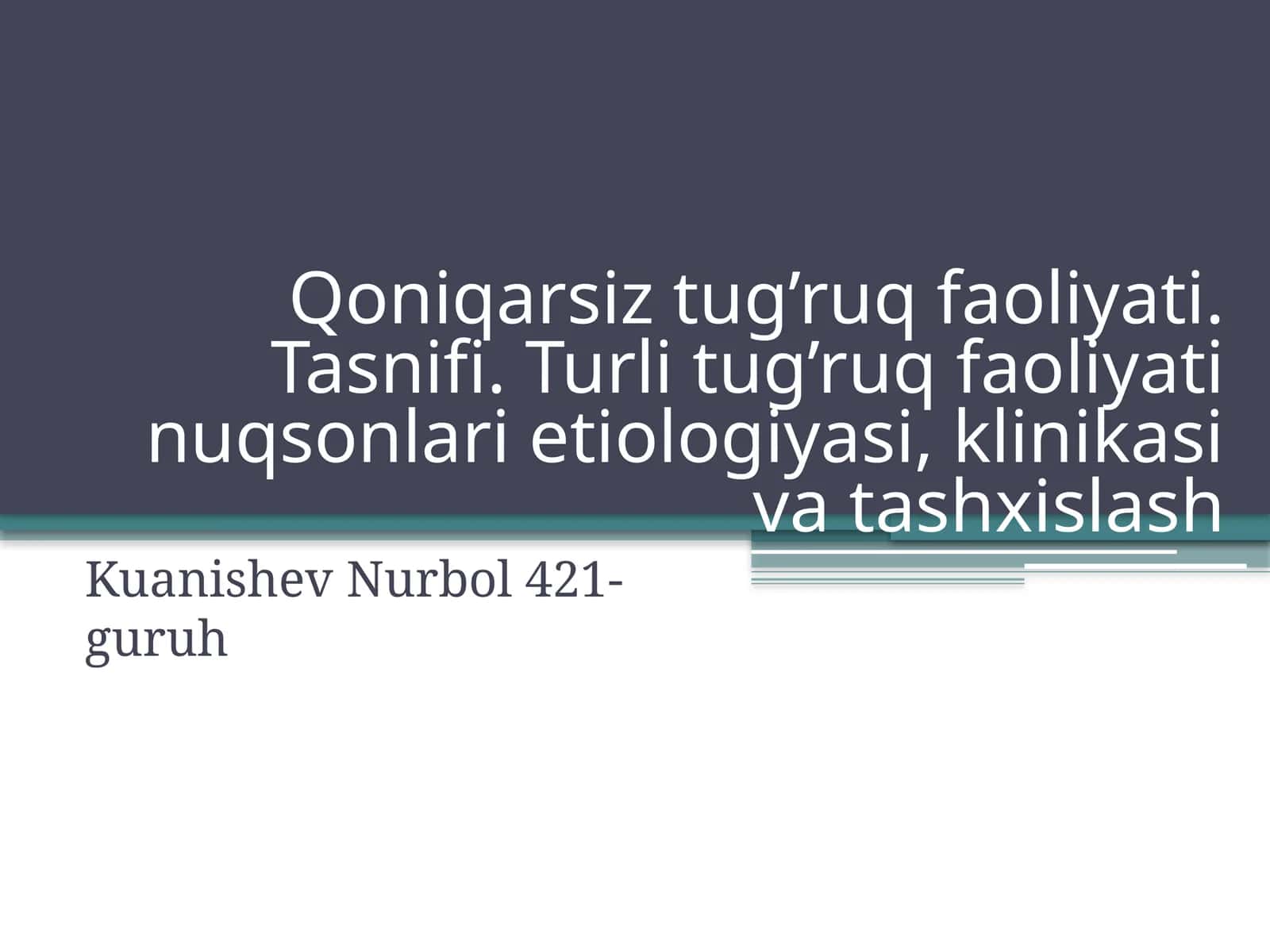 QONIQARSIZ TUG’RUQ FAOLIYATI 1