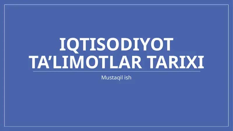 KEYNS VA KEYNCHILIK TA’LIMOTI 1