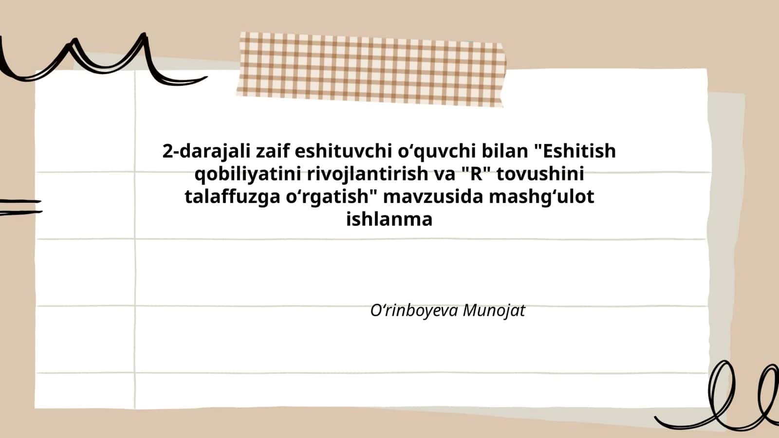 Eshitish qobiliyatini rivojlantirish va "R" tovushini talaffuzga oʻrgatish 1