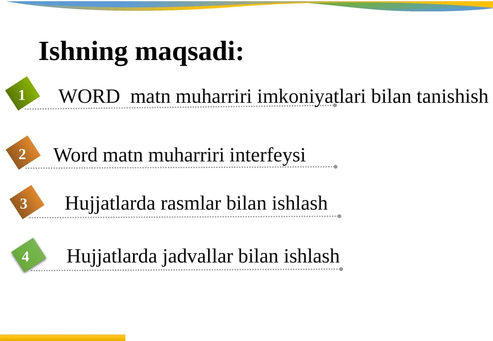 VORD WORD  matn muharriri imkoniyatlari bilan tanishish 1