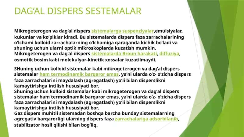 Mikrogeterogen va dag’al disperssistemalar 1