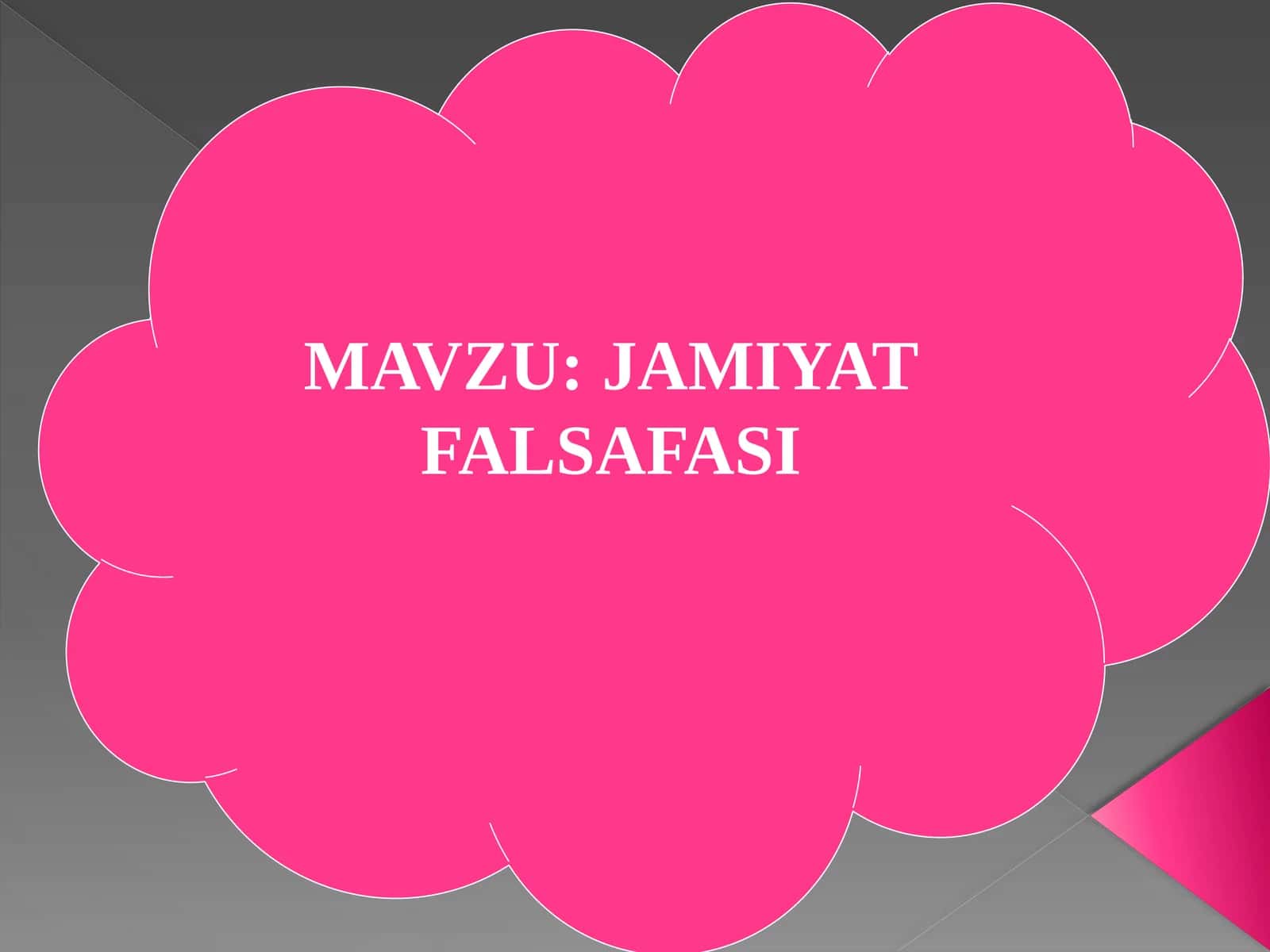 JAMIYAT FALSAFASI 1