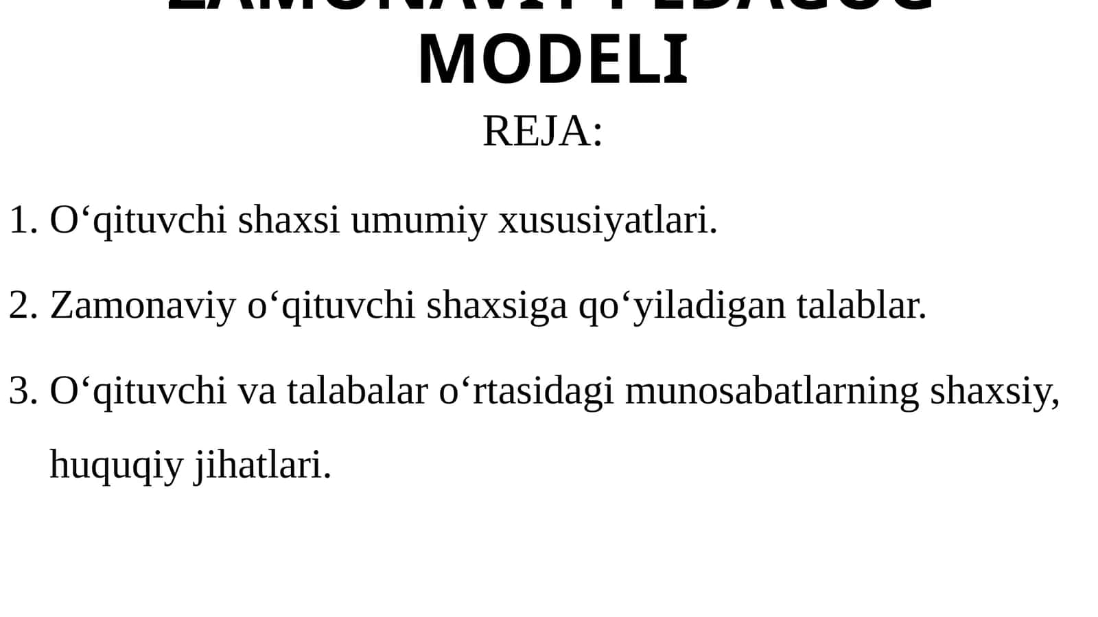 ZAMONAVIY PEDAGOG MODELI 1