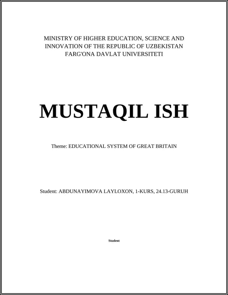 Educational System of Great Britain 1