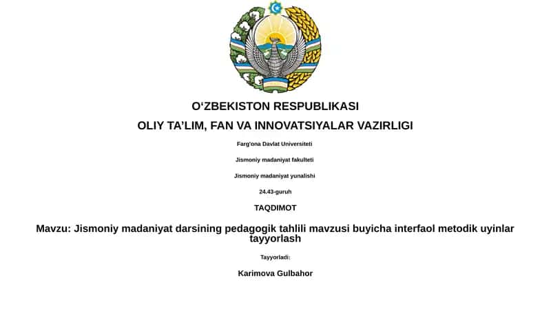 Jismoniy madaniyat darsining pedagogik tahlili 1