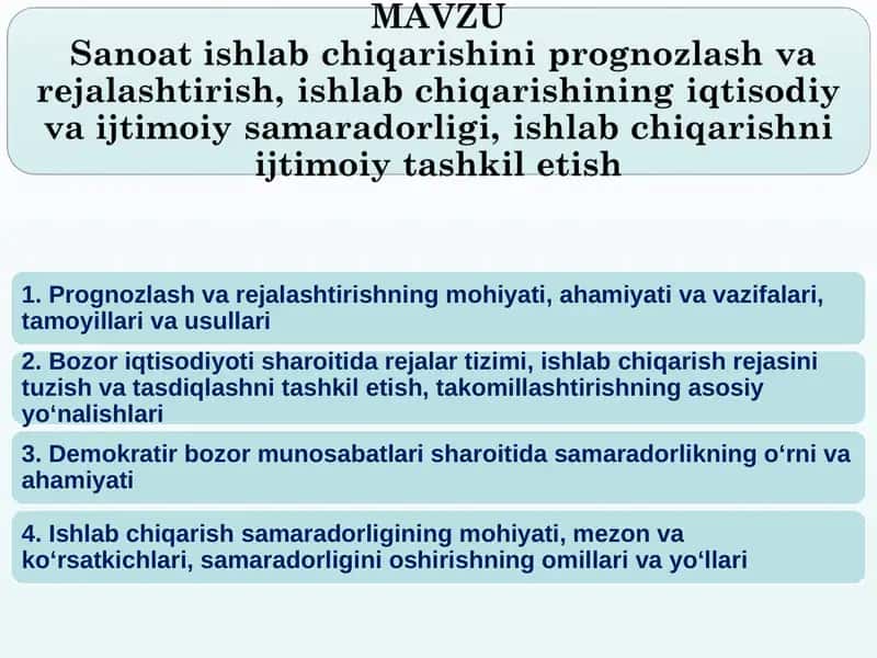 Prognozlash va rejalashtirishning mohiyati 1