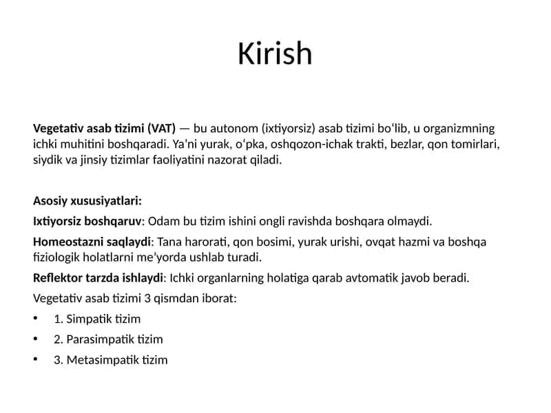 Vegetativ asab tizimi 1