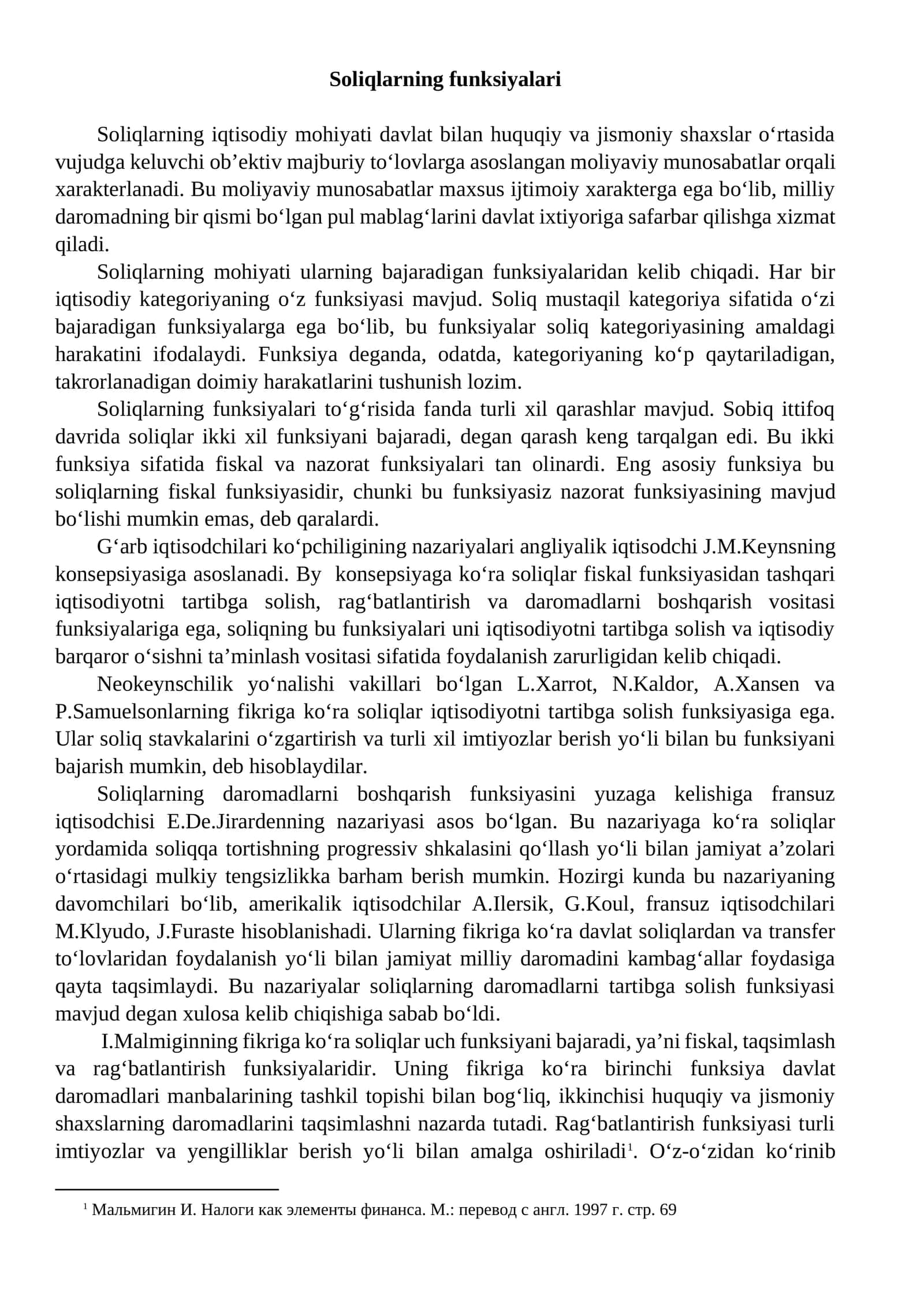 Soliqlarning funksiyalari 1