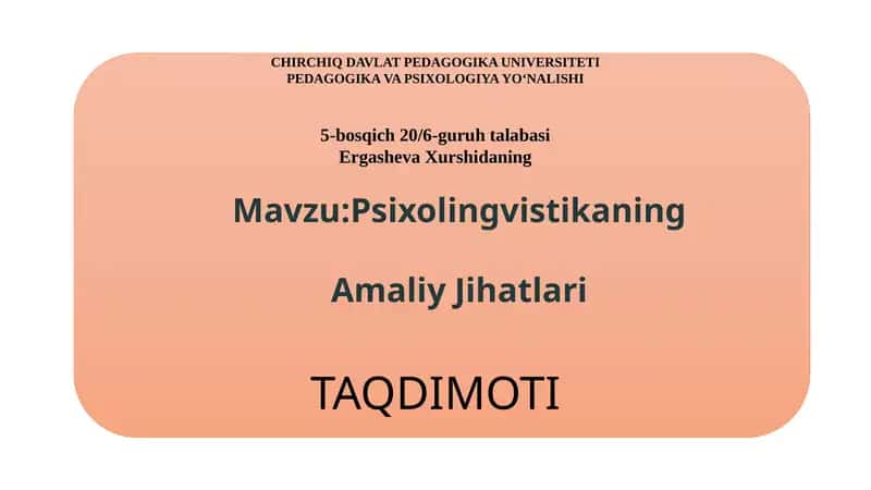 Psixolingvistikaning Amaliy Jihatlari 1