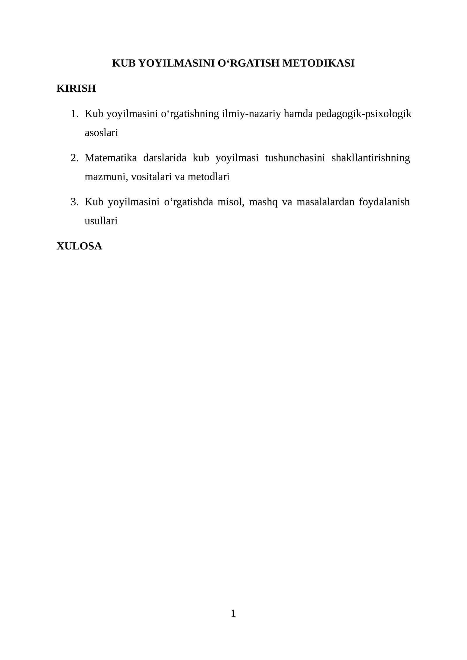 Kub yoyilmasini o‘rgatish metodikasi 1