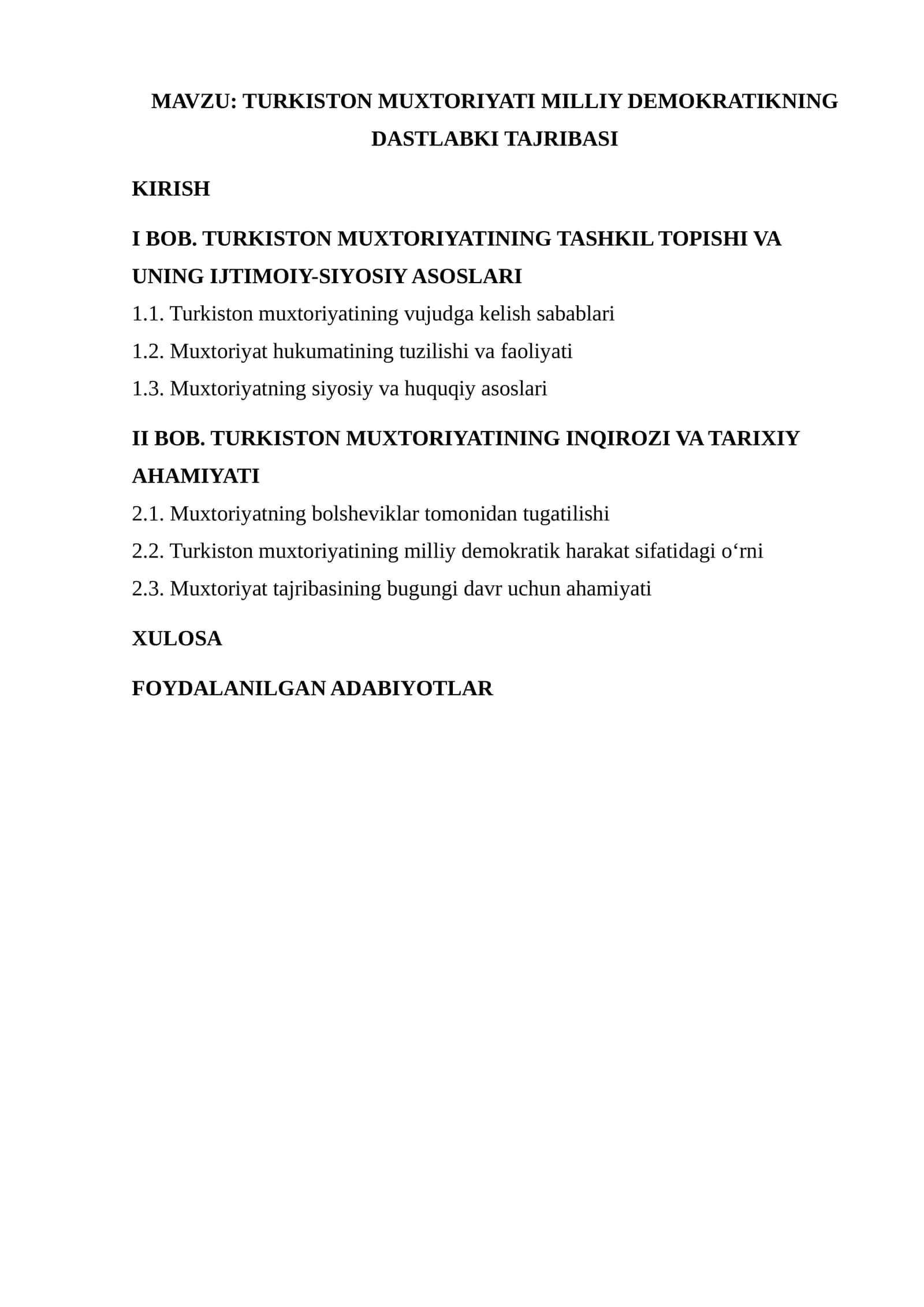 TURKISTON MUXTORIYATI MILLIY DEMOKRATIKNING DASTLABKI TAJRIBASI 1