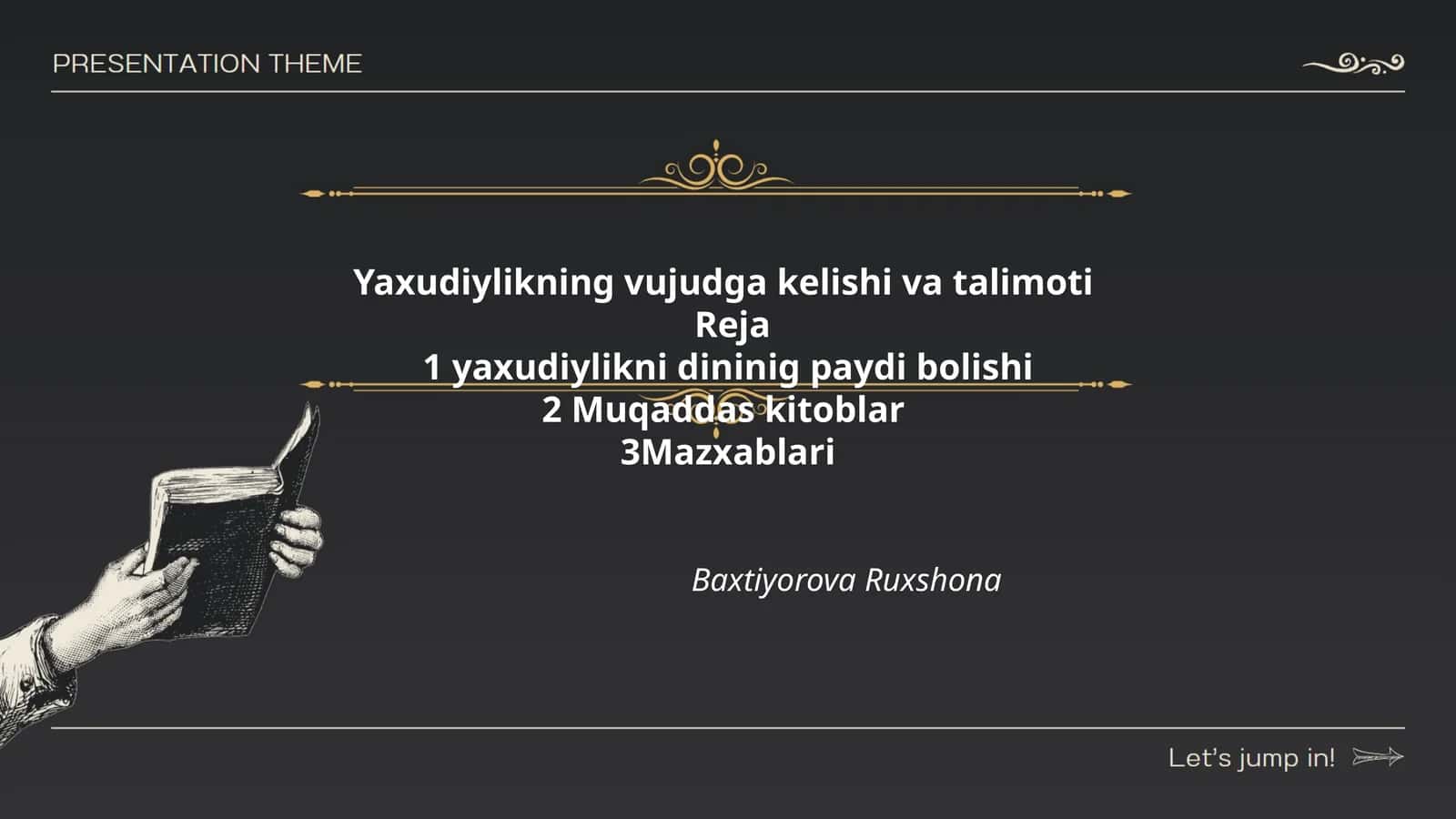 Yahudiylarning vujudga kelishi va talimoti 1