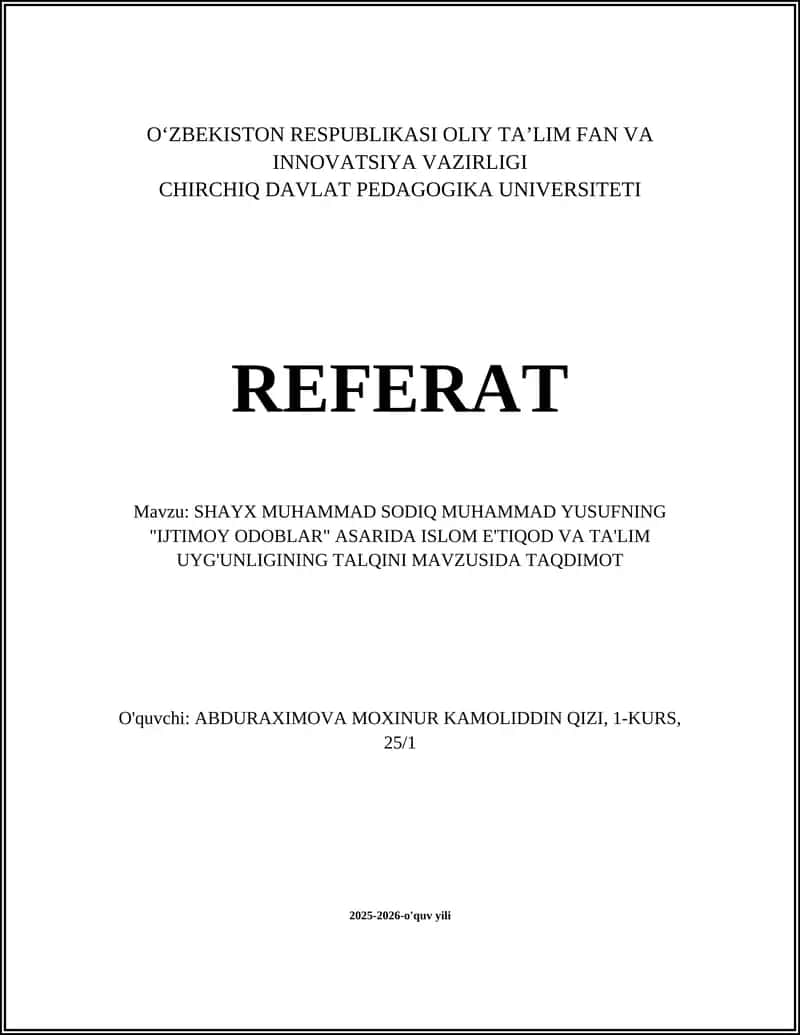 Ijtimoiy Odoqlar 1