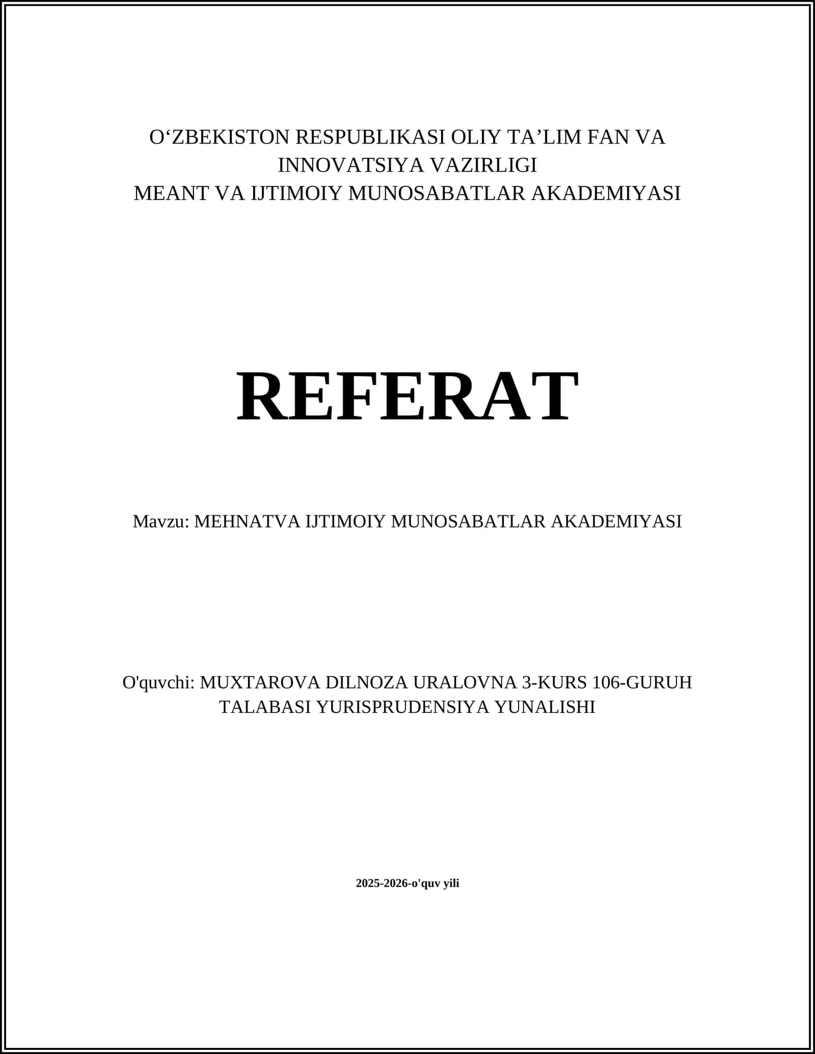 MEHNAT VA IJTIMOIY MUNOSABATLAR AKADEMIYASI 1