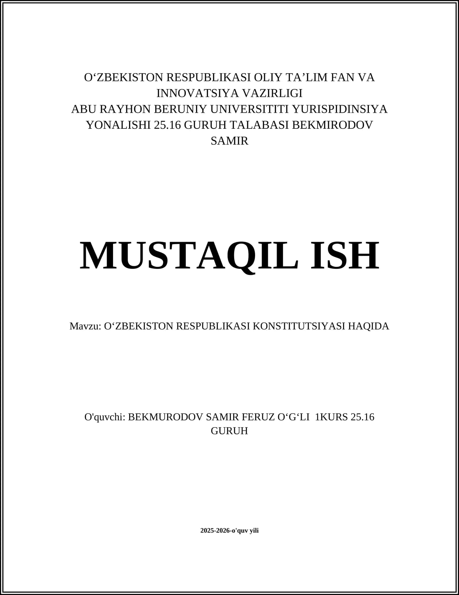 O‘zbekiston Respublikasi Konstitutsiyasi 1