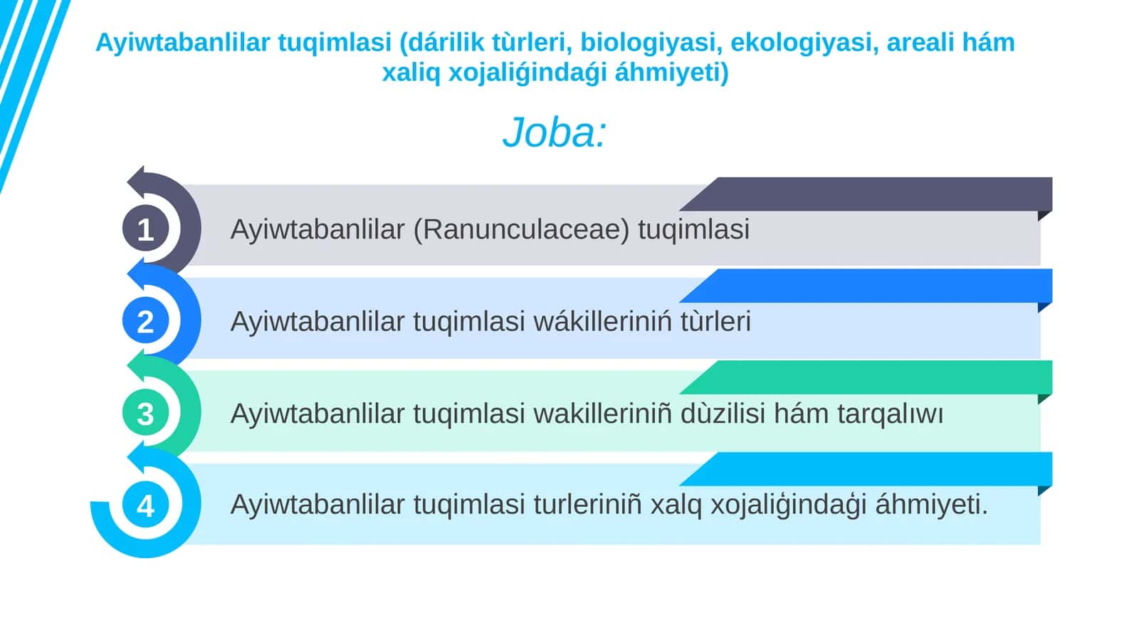 Ayiwtabanlilar tuqimlasi (dárilik tùrleri, biologiyasi, ekologiyasi, areali hám xaliq xojaliǵindaǵi áhmiyeti) 1