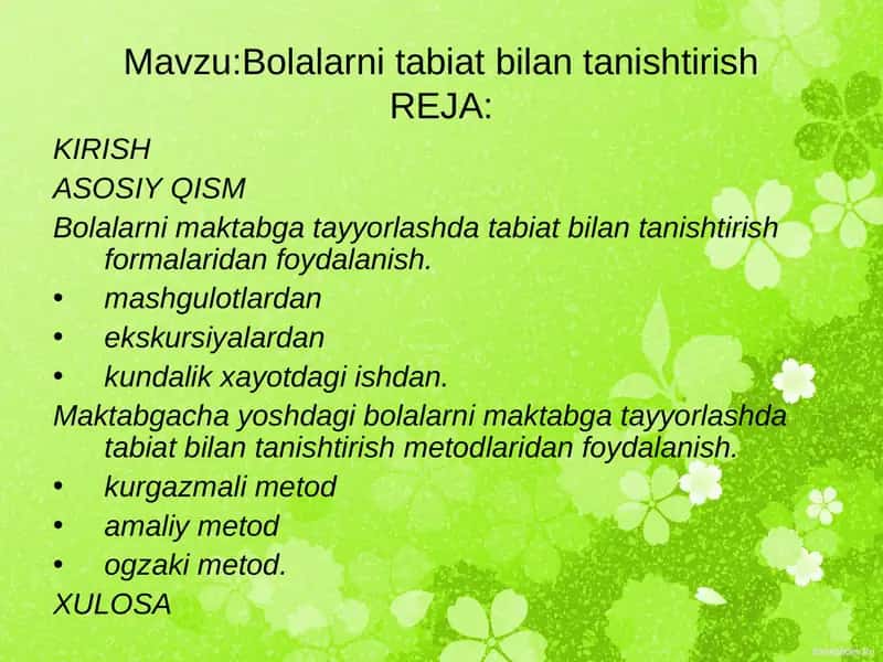 Bolalarni tabiat bilan tanishtirish 1