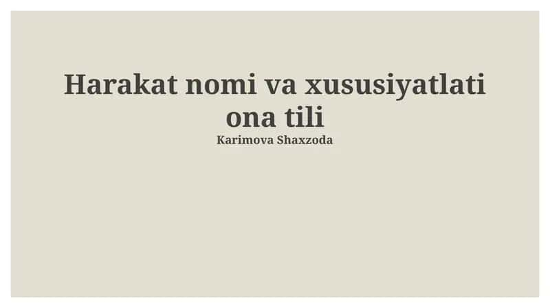 Harakat nomi va xususiyatlati ona tili 1