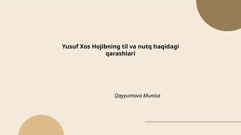 Yusuf Xos Hojibning til va nutq haqidagi qarashlari 1