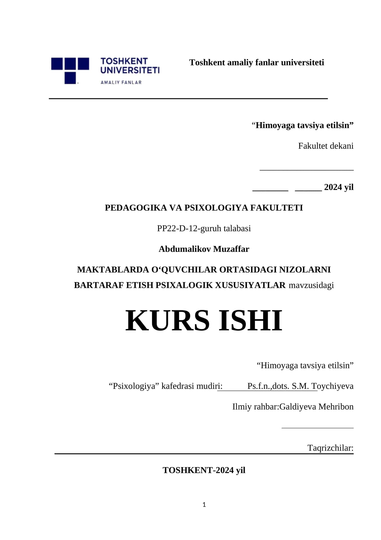 MAKTABLARDA O‘QUVCHILAR ORTASIDAGI NIZOLARNI BARTARAF ETISH PSIXALOGIK XUSUSIYATLAR 1