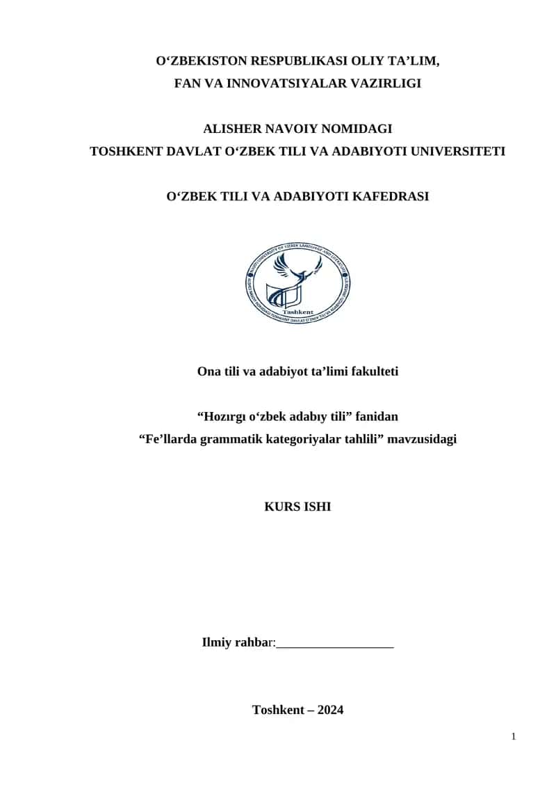 Fe’llarda grammatik kategoriyalar tahlili 1