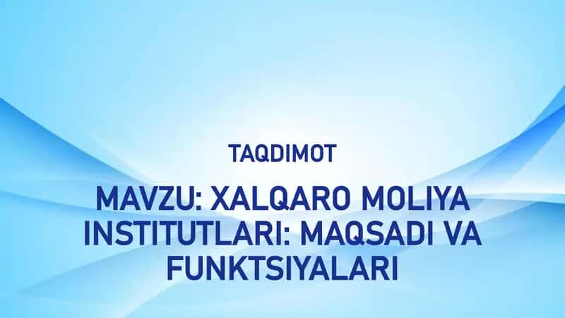 Xalqaro Moliya Institutlari: Maqsadi va Funktsiyalari 1