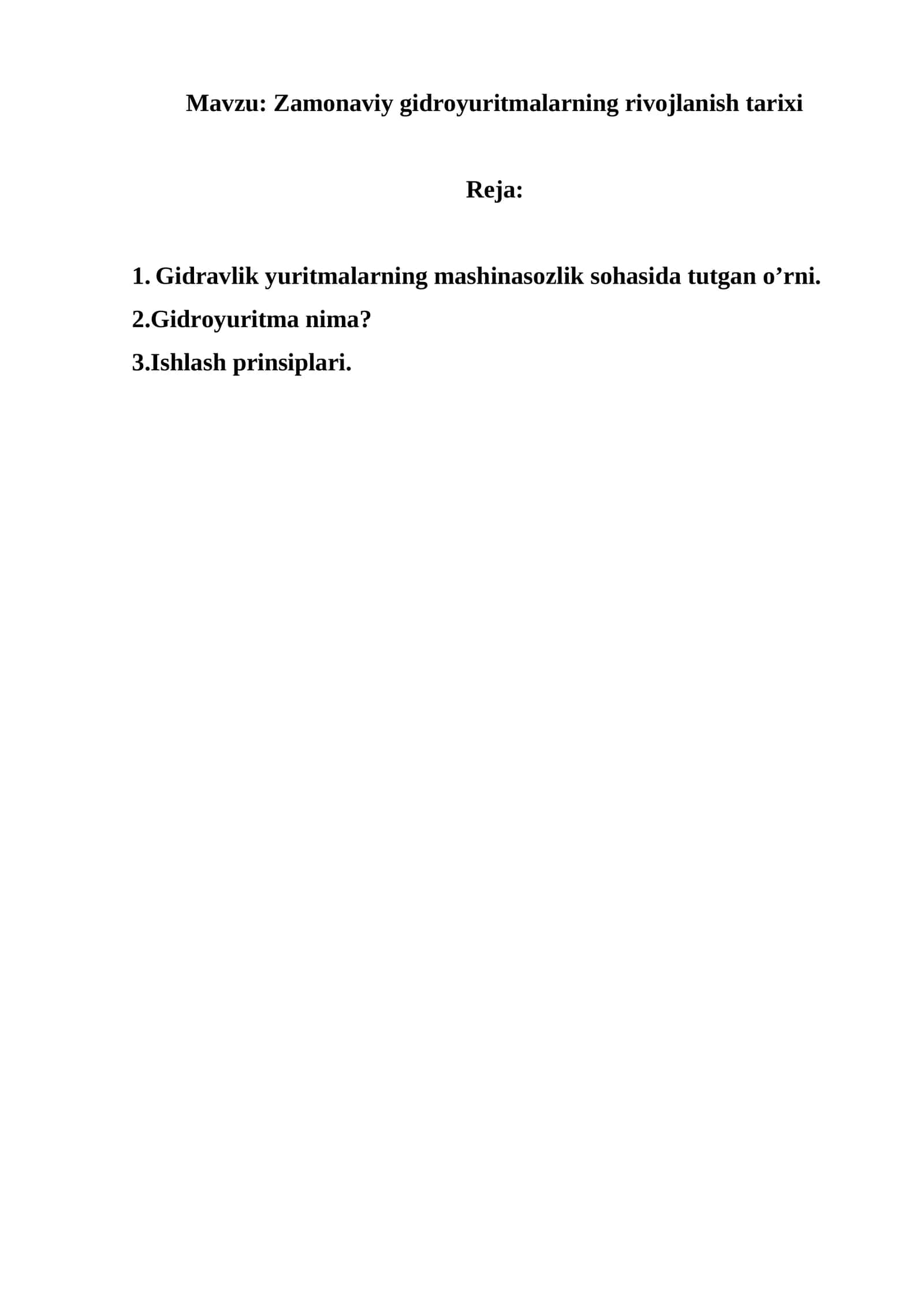Zamonaviy gidroyuritmalarning rivojlanish tarixi 1
