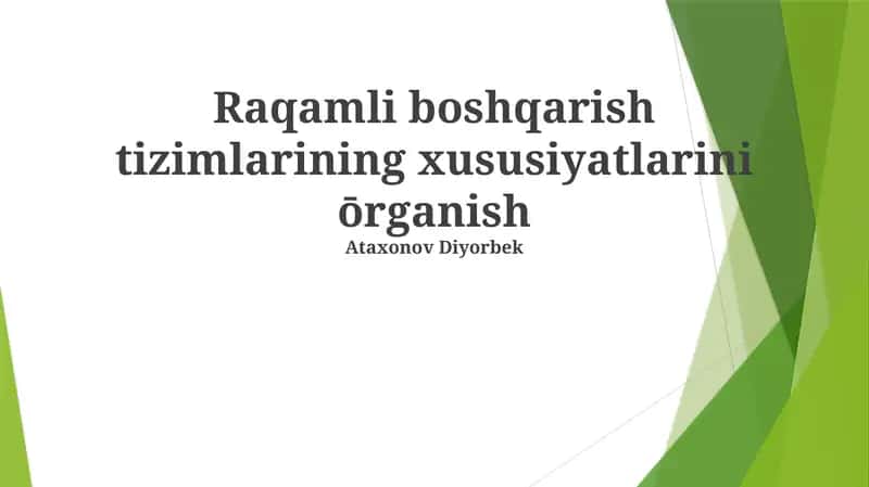 Raqamli boshqaruv tizimlari 1