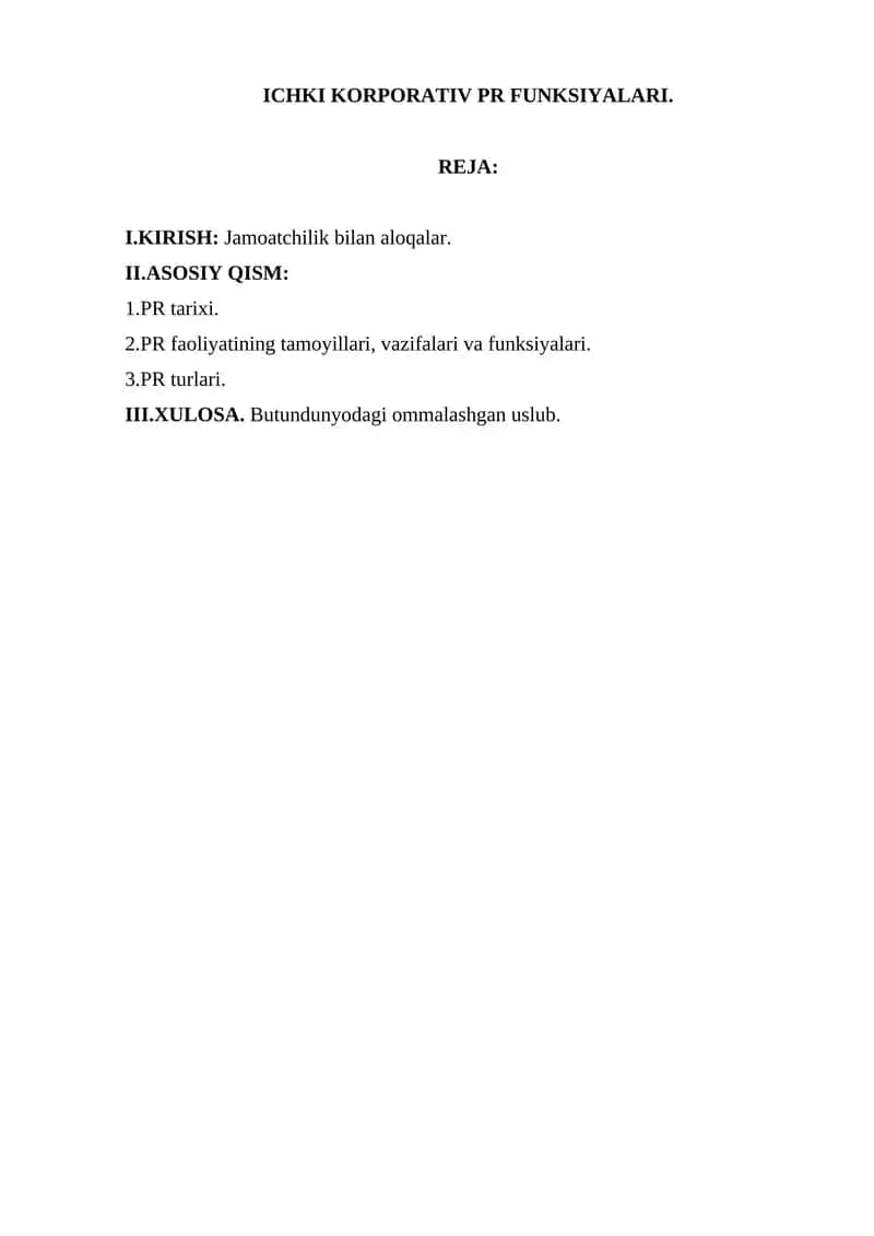 Жамоатчилик билан алоқалар (PR) 1