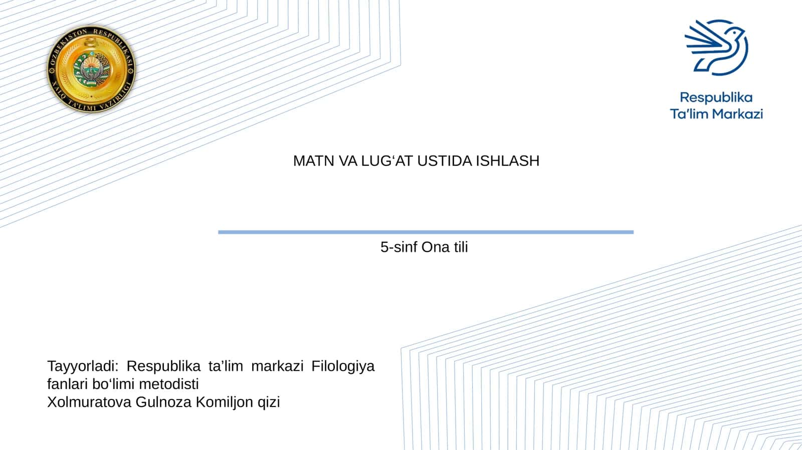 ONA TILI 5-sinf MATN VA LUG‘AT USTIDA ISHLASH 1