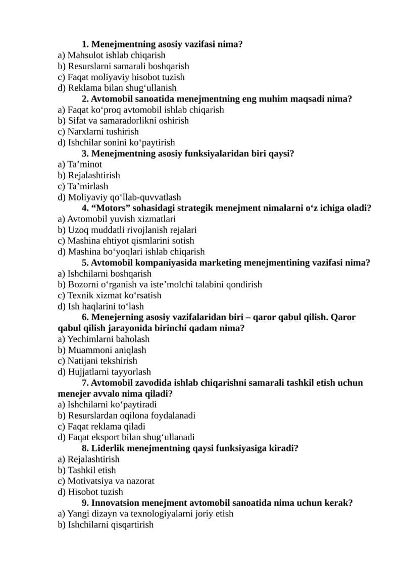 Avtomobil Sanoati Menejmenti 1