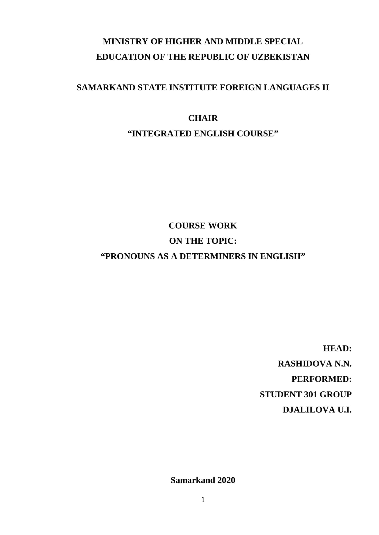 INTEGRATED ENGLISH COURSE 1