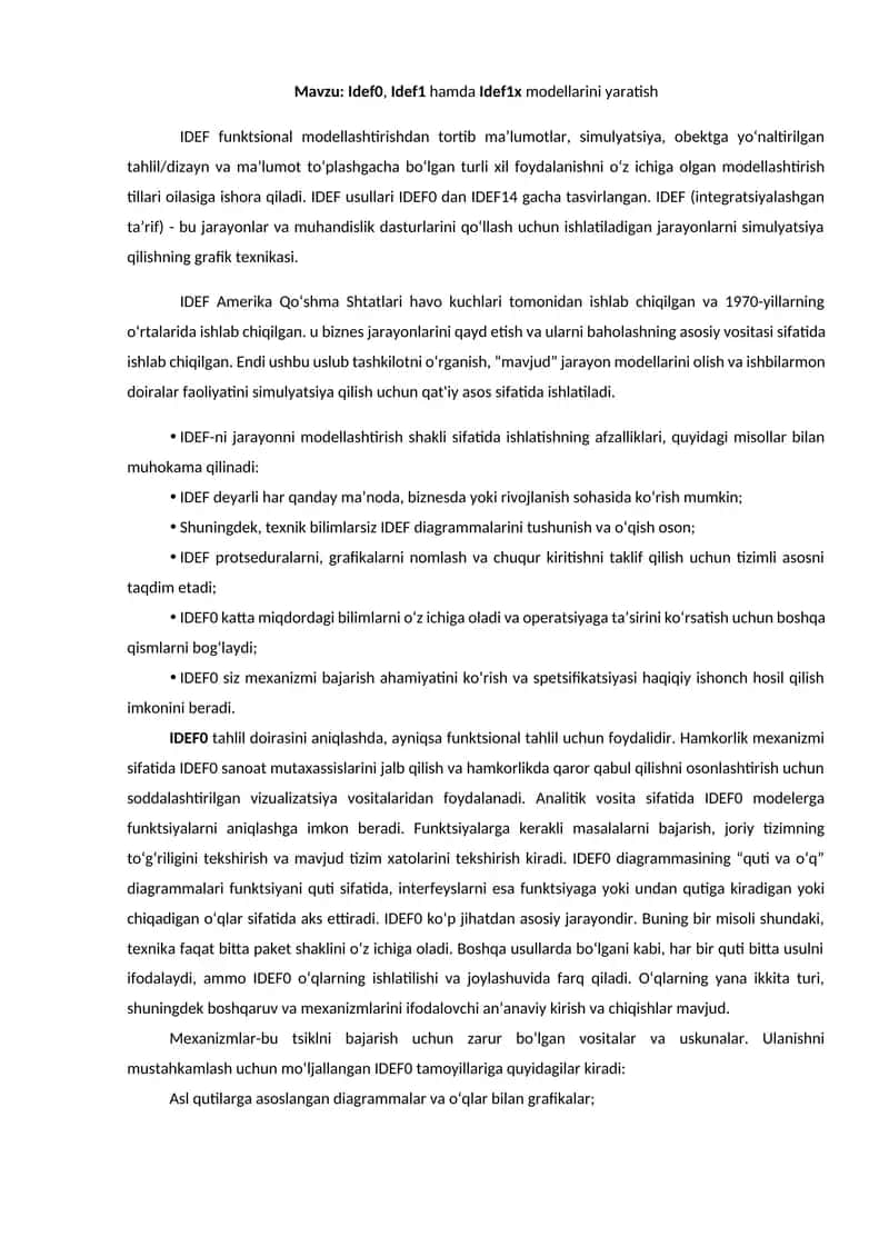 IDEF- Integrated Definition modellari 1