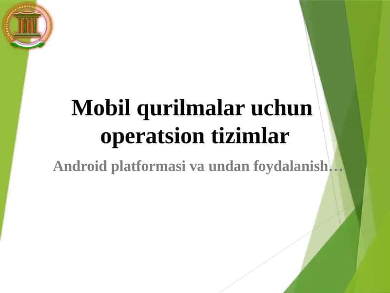 Android Operatsion Tizimlar 1