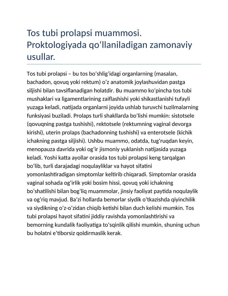 Tos tubi prolapsi muammosi 1