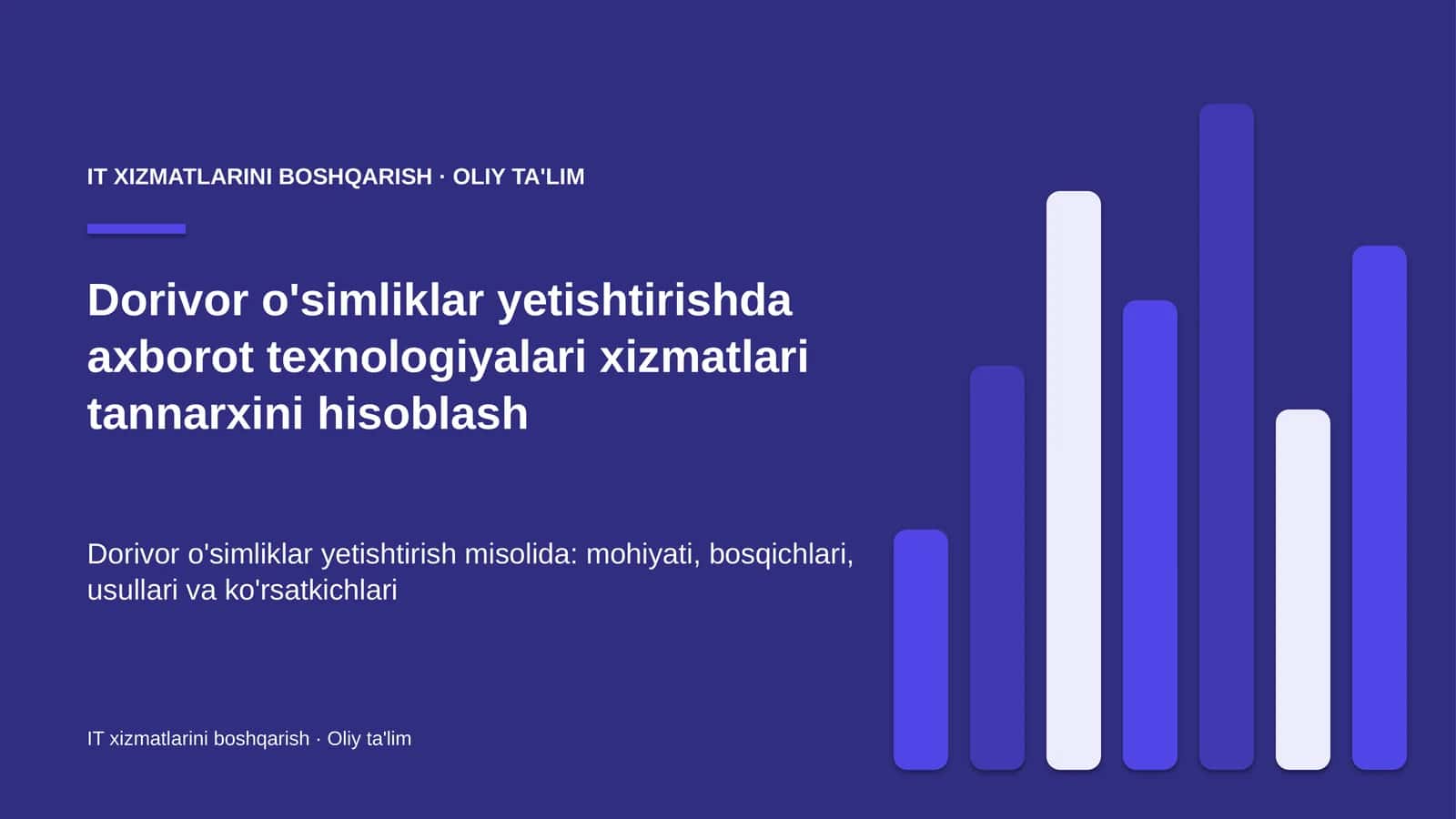 IT XIZMATLARINI BOSHQARISH · OLIY TA'LIM 1