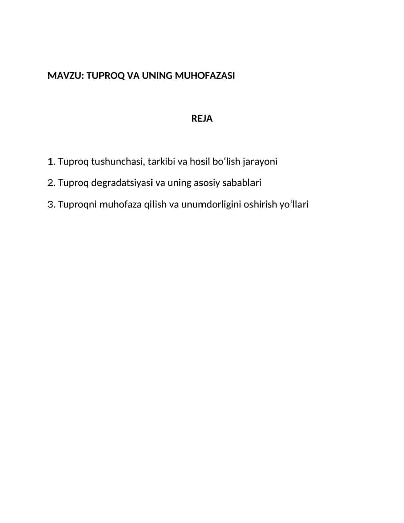 TUPROQ VA UNING MUHOFAZASI 1