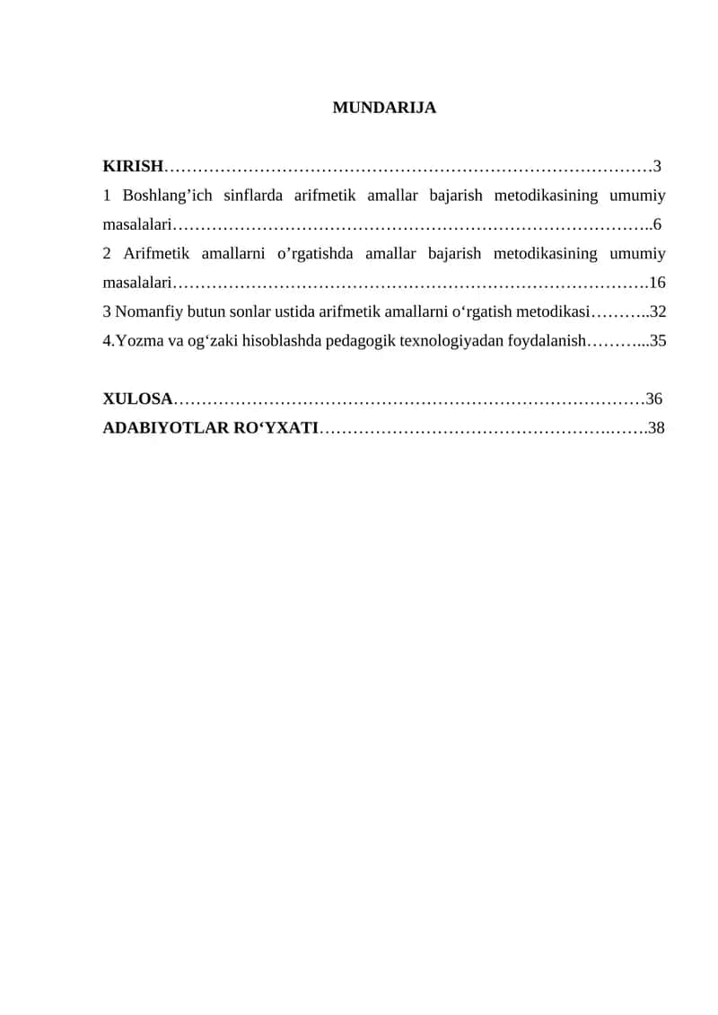 Boshlang’ich sinflarda arifmetik amallar bajarish metodikasi 1
