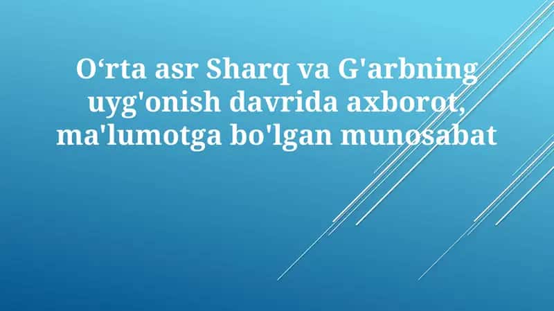 O'rta asrlar Sharqi va Renessans G'arbi 1